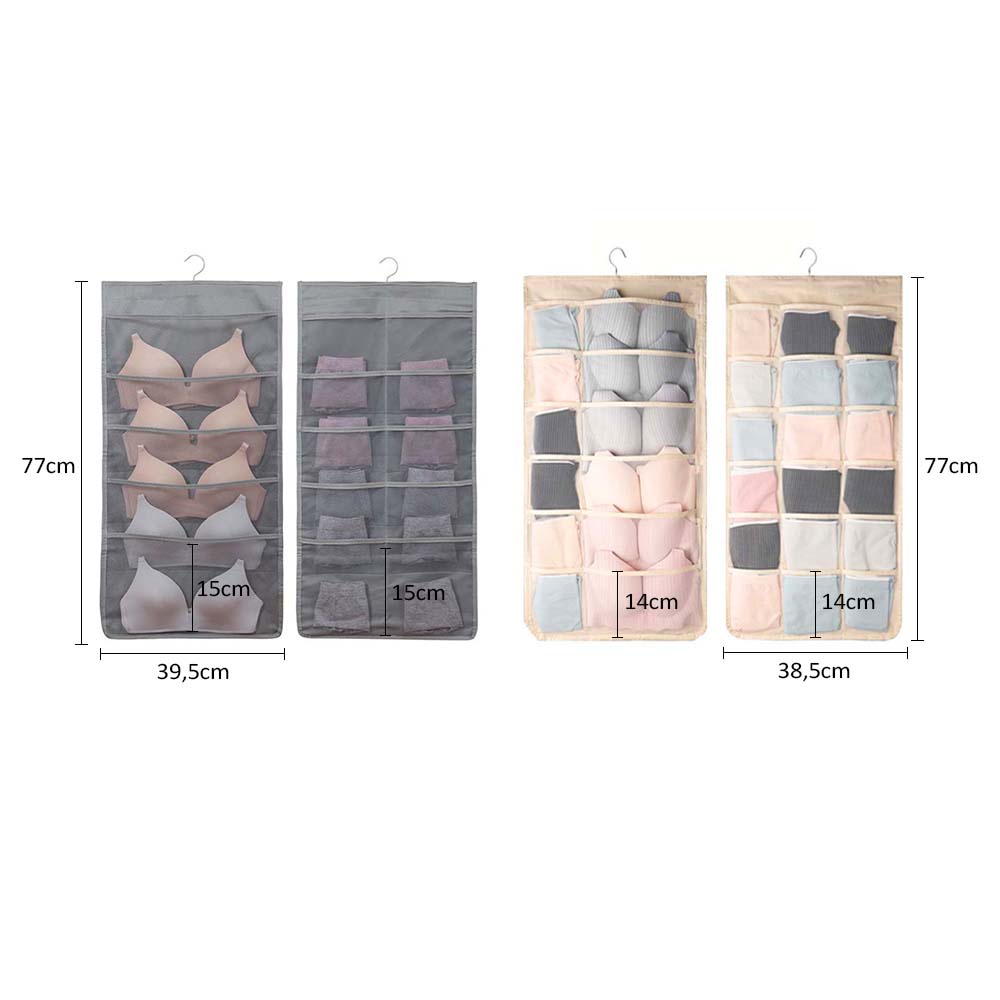 HOVELSHOP Pouch Hanging Organizer Rak Gantung Kain 2 Sisi Tempat Kaos Kaki Celana Dalam Bra Multifungsi