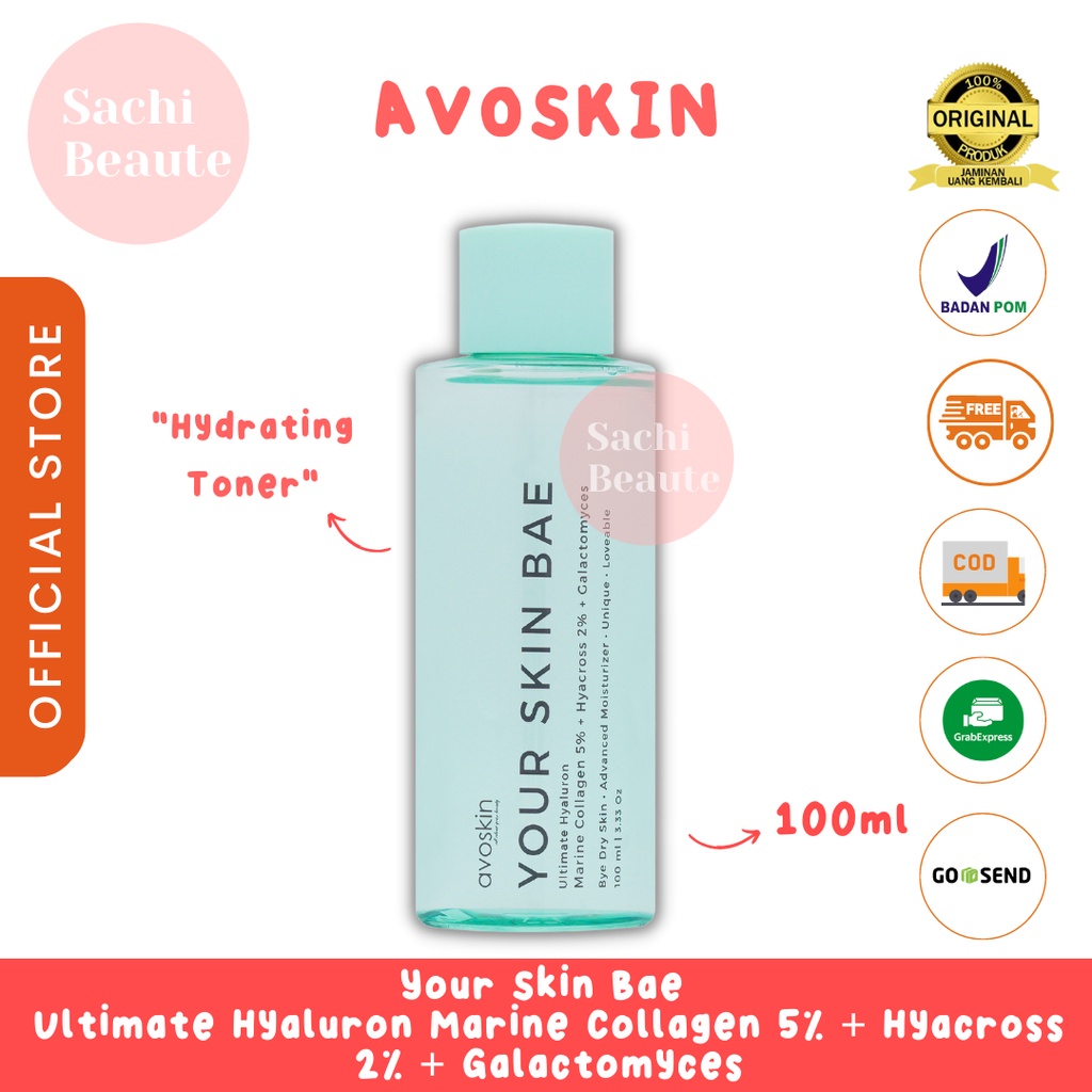 Avoskin Your Skin Bae Toner Marine Collagen 5% + Hyacross 2% + Galactomyces Sachi Beaute