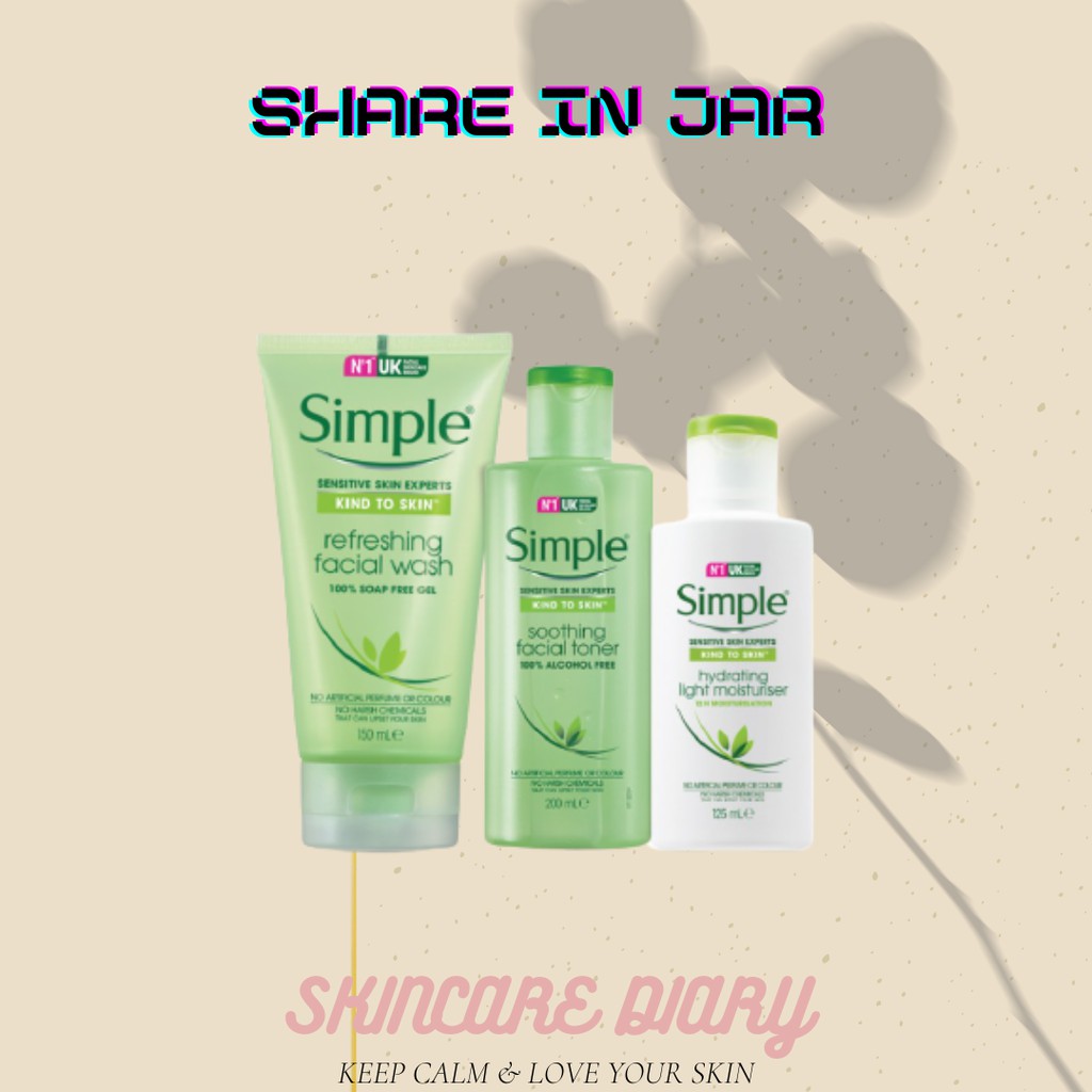 [SHARE IN JAR]Simple Refreshing Facial Wash Hydrating Light Moisturizer Soothing Facial Toner