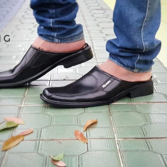 O76T1 Gilaa Sepatu Pantofel Pria Kulit Jim Joker Original Venus 02 Formal Shoes Black Hemat  Sep