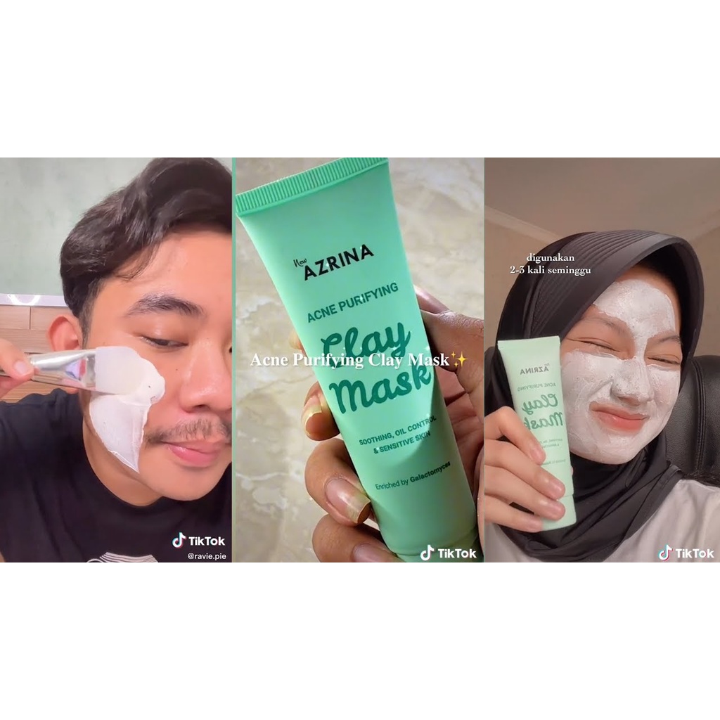 (FREE GIFT) AZRINA PURE CHARCOAL MUD MASK ACNE CLAY MASK 50 ML BPOM !!!!