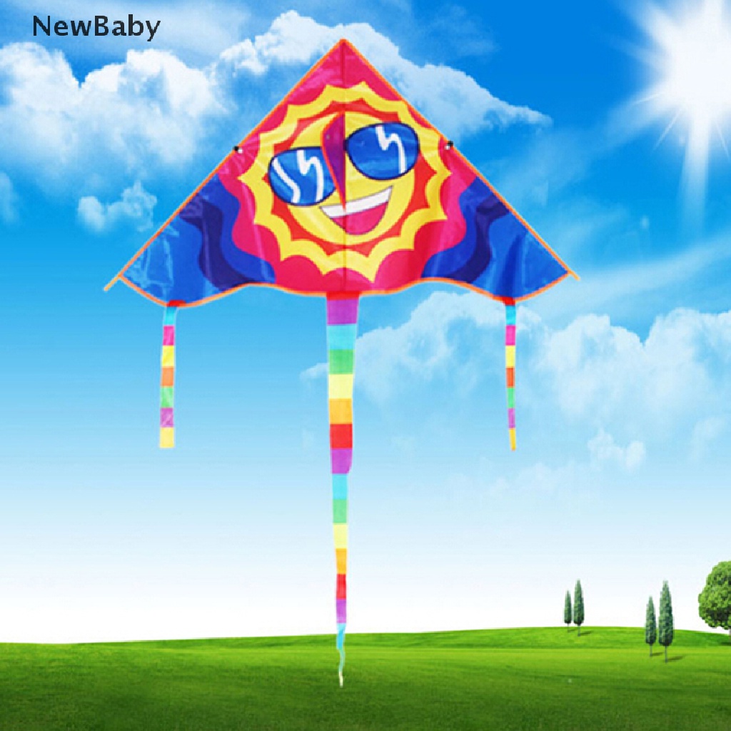 1 Set 80x45cm Layanglayang Motif Smiley face Dengan Tali Pegangan 50m Untuk Outdoorolahraga