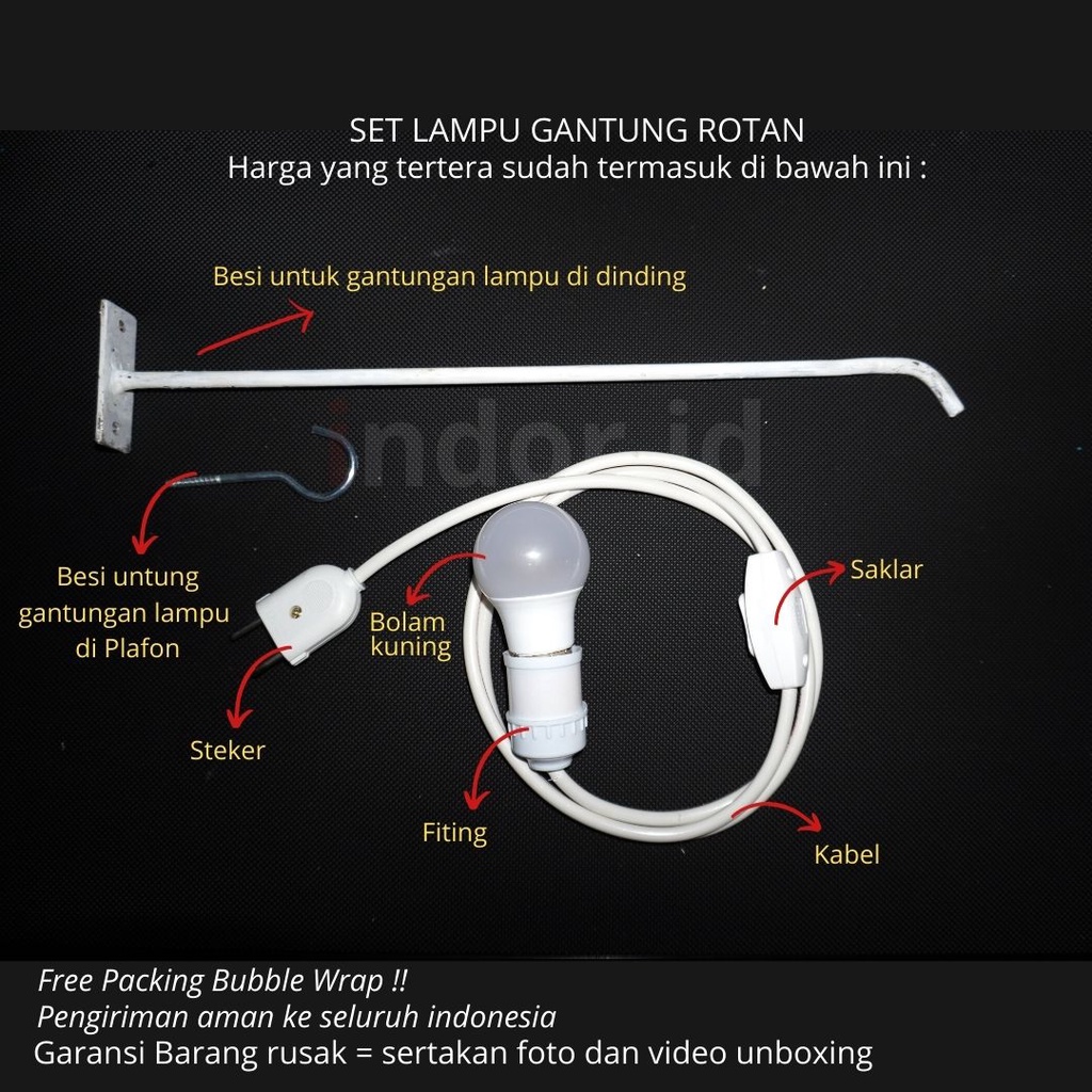 Set Lampu Hias Rotan Gantung/ Kap Lampion Lampu Gantung dinding Aesthetic/Lampu Dekorasi Ruang Tamu Teras Terbaru Murah