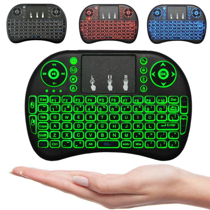 i8 Mini Keyboard Wireless Touchpad RC with 3 COLOR Backlight