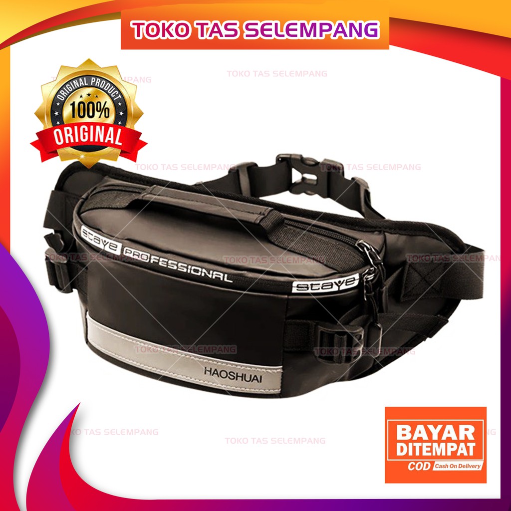 HAOSHUAI Tas Selempang Pria Anti Air Waistbag Cowok Slingbag Laki laki Tas Dada Wanita Tas Pinggang