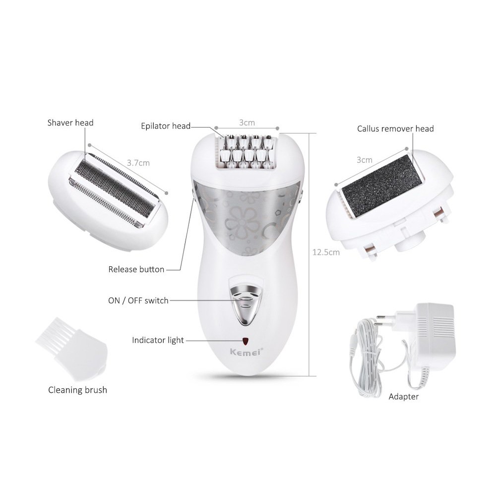 Kemei KM - 505 3 in 1 Electric Rechargeable Cordless Epilator Shaver