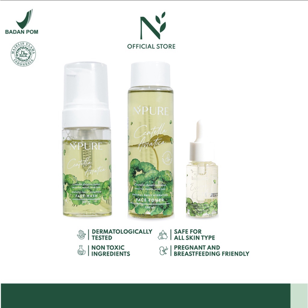 NPURE Paket Face Wash + Toner + Essence (Cica / Acne Series) / Paket Npure Kulit Jerawat / Berjerawat