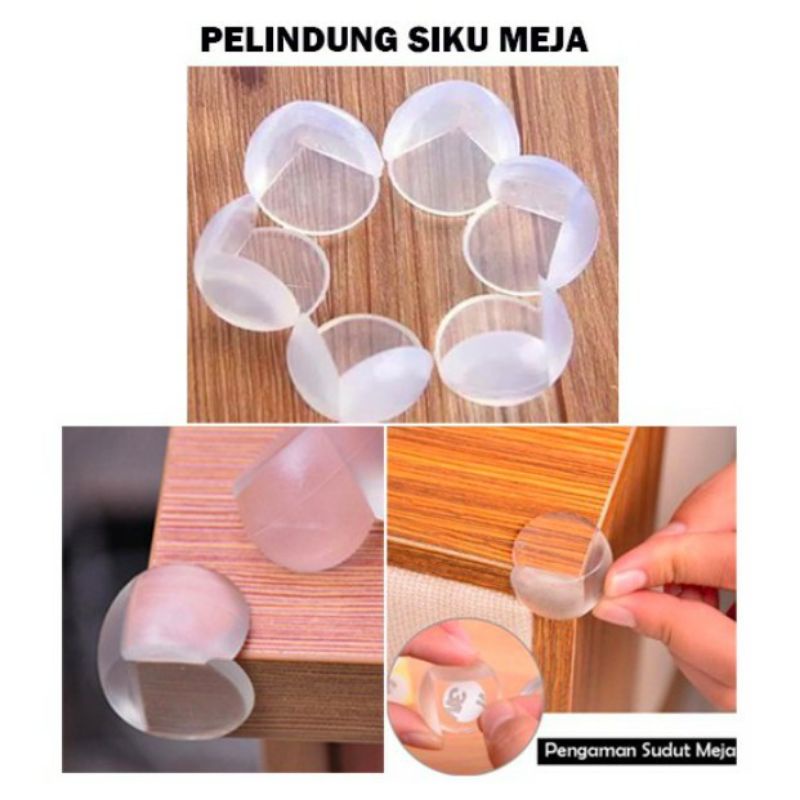 Pelindung Sudut Meja Oval Transparan Pengaman Siku Silicone Bening Ujung Kaca Kayu Lemari