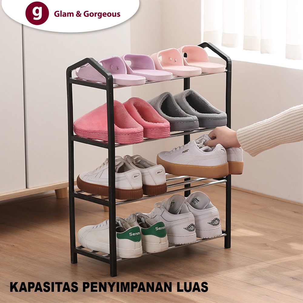 Rak Sepatu Portable Susun Rangka Besi RS005 Murah Kuat Praktis