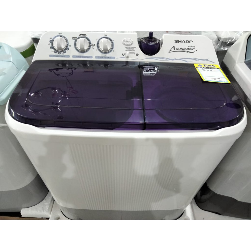 MESIN CUCI AQUAMATIC SHARP ES-T 85 CR Ungu Biru Merah 8.5 Kg 2 tabung