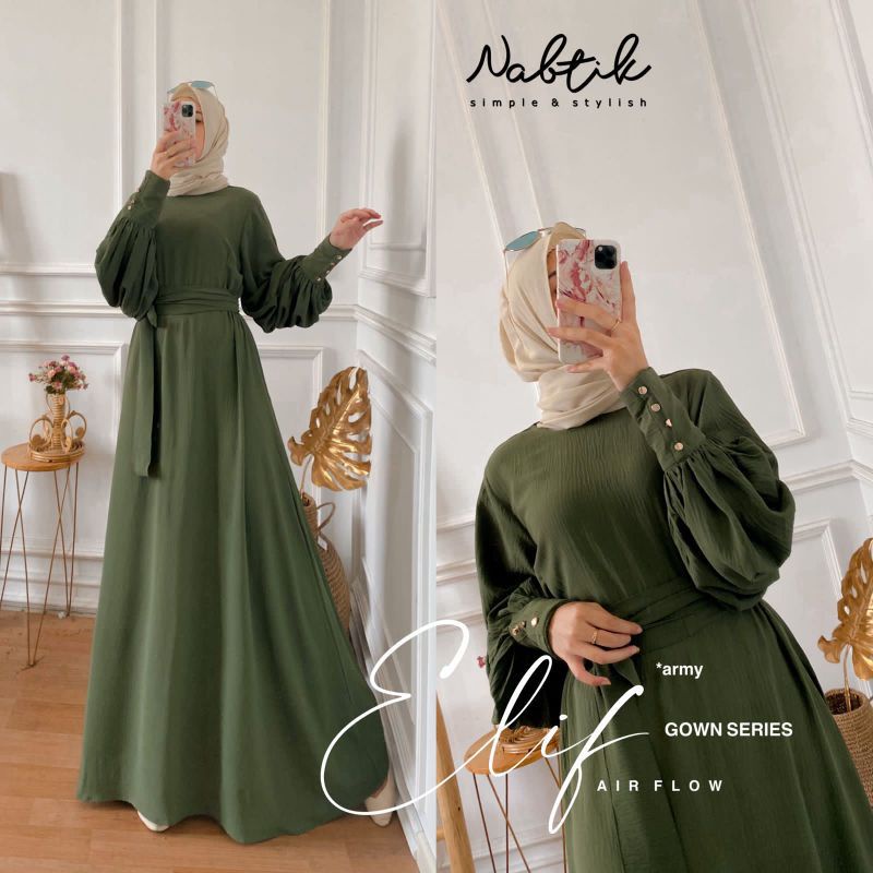 Ready ELIF GOWN ORI NABTIK | bahan airflow