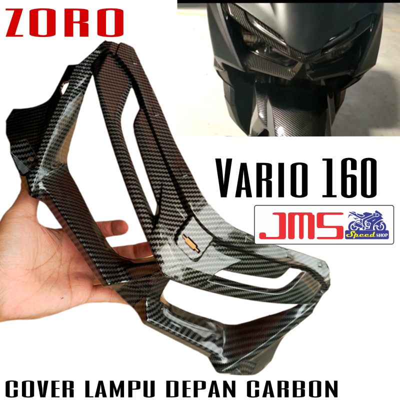 PAKETAN COVER TUTUP LAMPU DEPAN CARBON/COVER BEHEL CARBON/SPAKBOARD KOLONG CARBON VARIO 160 NEW ZORO