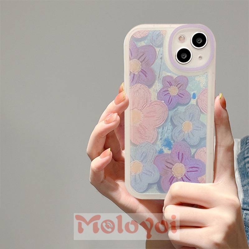 Soft Case Desain Lukisan Minyak Bunga Ungu Gaya Retro Untuk Samsung A23 A13 A22 A21 M23 A31 A52 A32 A03 Core A72 A20 A03S A52S A53 A73 A11 A33 A51 A50 A30S A21s A10s A20S A21s