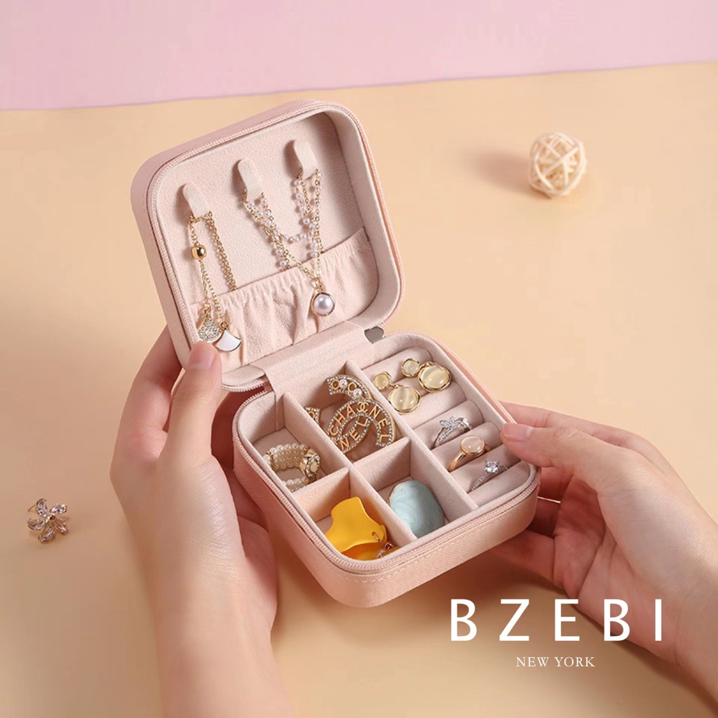 Bzebi Kotak Penyimpanan Perhiasan Portable Bahan Kulit PU + Velvet Untuk Travel 925