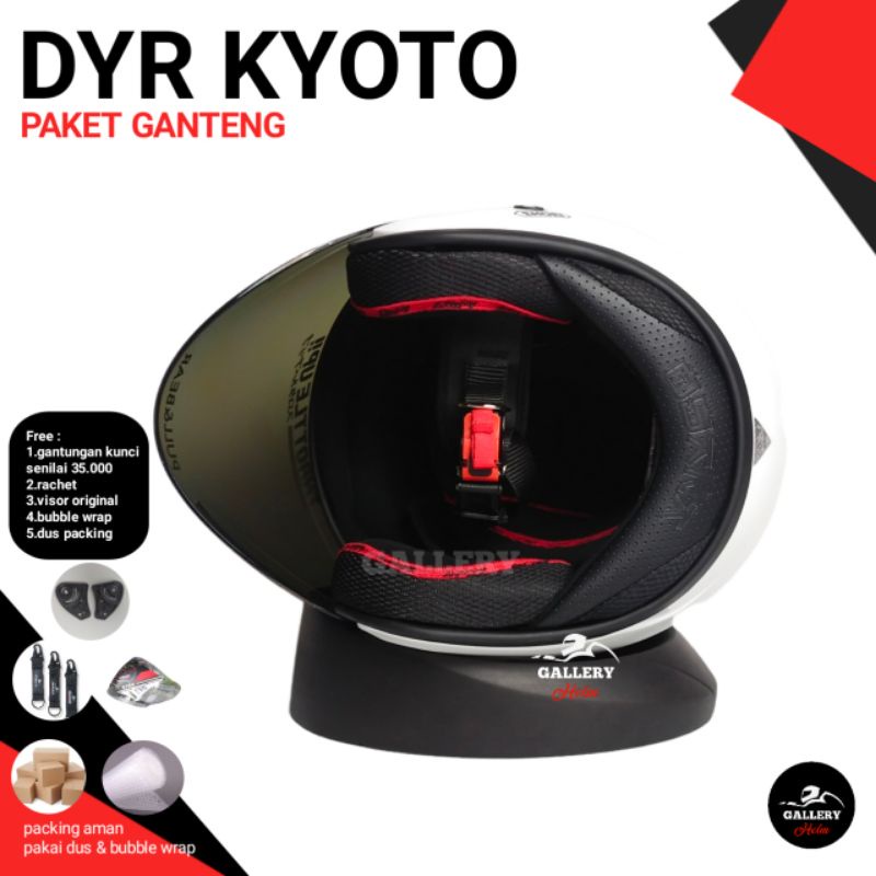 HELM KYOTO DYR PAKET GANTENG | SUDAH TERPASANG STIKER SHOEI | REPLIKA KYT KYOTO PUTIH-1