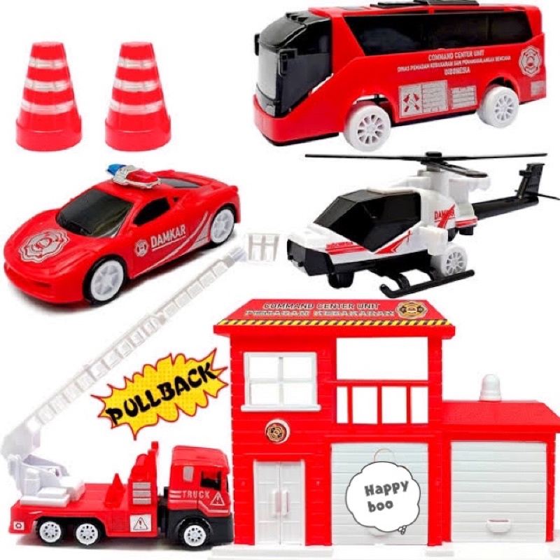 mainan mobil truck mobil pemadam kebakaran set isi 6 cars toys mobil damkar set besar Damk