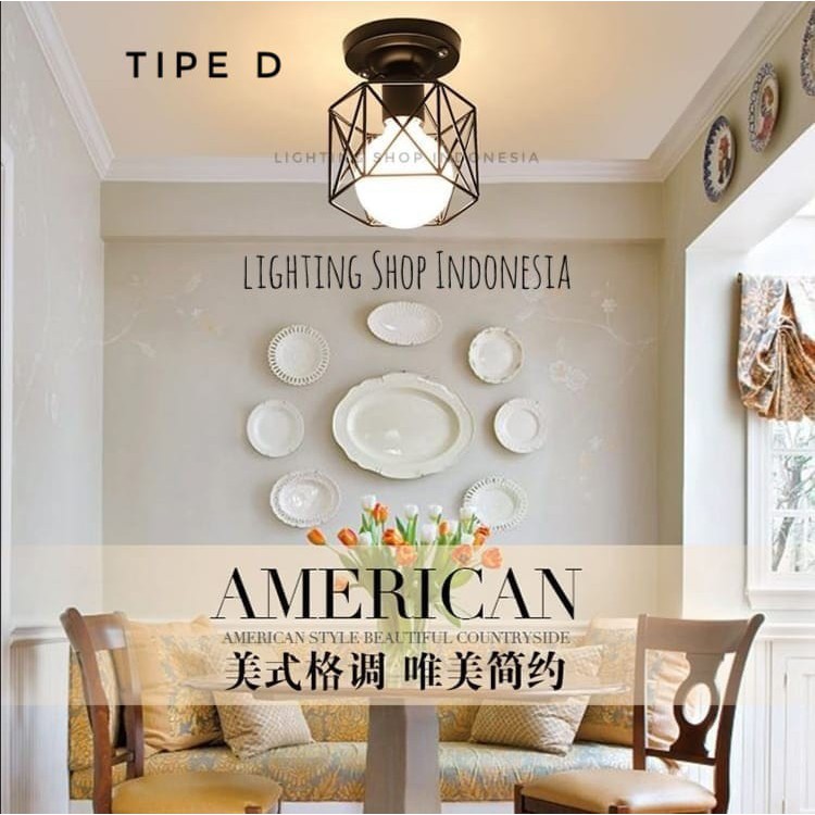 Lampu plafon lampu teras balkon vintage plafon pendek retro decor kafe