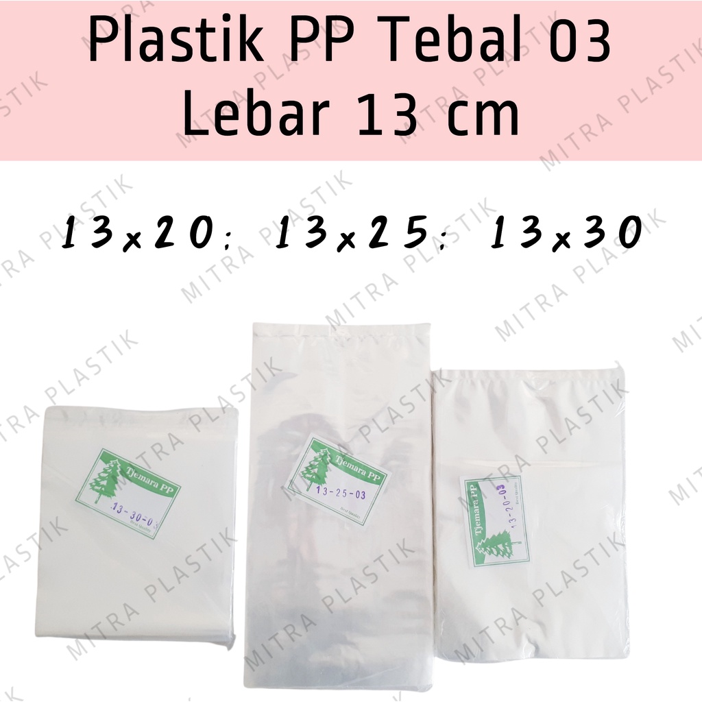 

Plastik PP Lebar 13 Tebal 03 13x20 13x25 13x30 Kantong Plastik Bening Transparan