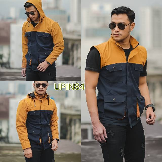 Jaket parka kanvas PDL indigo original 2in1