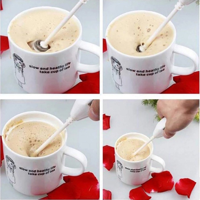 Mixer Mini Elektrik Mixer Tangan Mixer Kopi dan Susu Alat Pengocok Telur Mini Untuk Mengaduk Minuman Bahan Plasti dan Stainless Steel Tahan Panas Portable