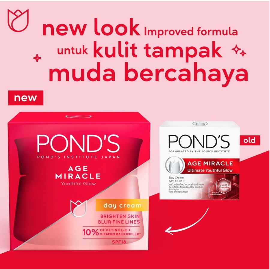 Ponds Age Miracle Day Night Cream SPF 18 50 g  - Krim Siang Malam  - Pelembab Moisturizer Pond's Original COD