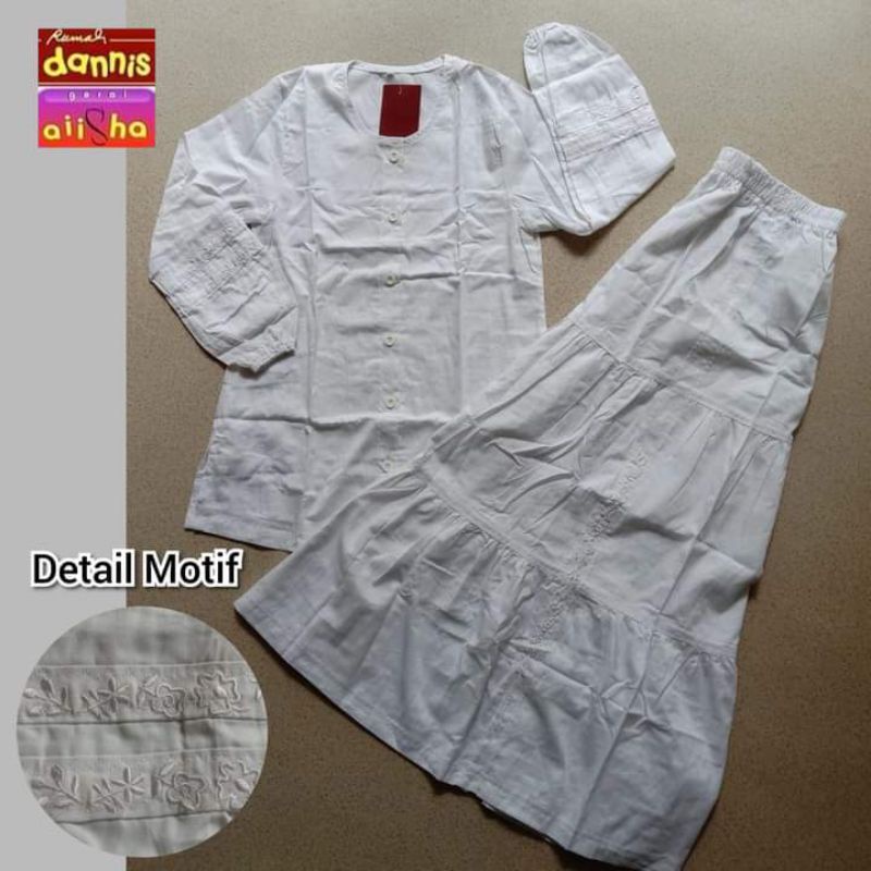 Setelan/stelan rok ihrom/putih anak perempuan by dannis -- SRCPL0414 IH