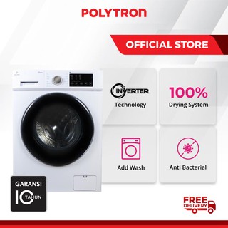 POLYTRON Mesin Cuci Front Loading inverter 100% kering Wonderwash Washer Dryer 8 KG  - PFL 8105H