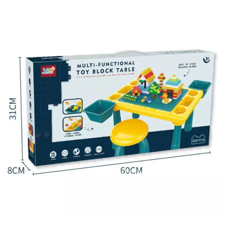 TERMURAH Mainan Edukasi Meja building block + Meja Belajar Block  300 pcs + Bangku / 111pc Buiding Blocks CBKS BS