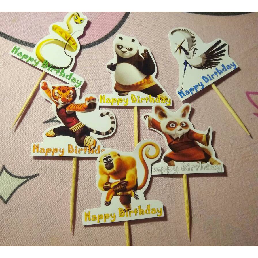 

topper kertas tusukan hiasan cupcake kue tart kungfu panda