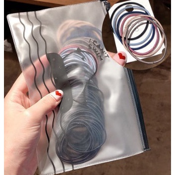 HC Ikat rambut  Karet Rambut Elastis Warna Polos 2 warna 100Pcs Gaya Korea untuk Wanita-HC4010 MIX 6 WARNA