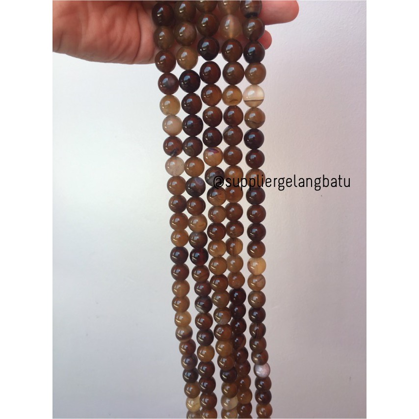 carnelian putih cokelat natural Stone batu alam kesehatan 12mm akik aksesoris fashion brown agate