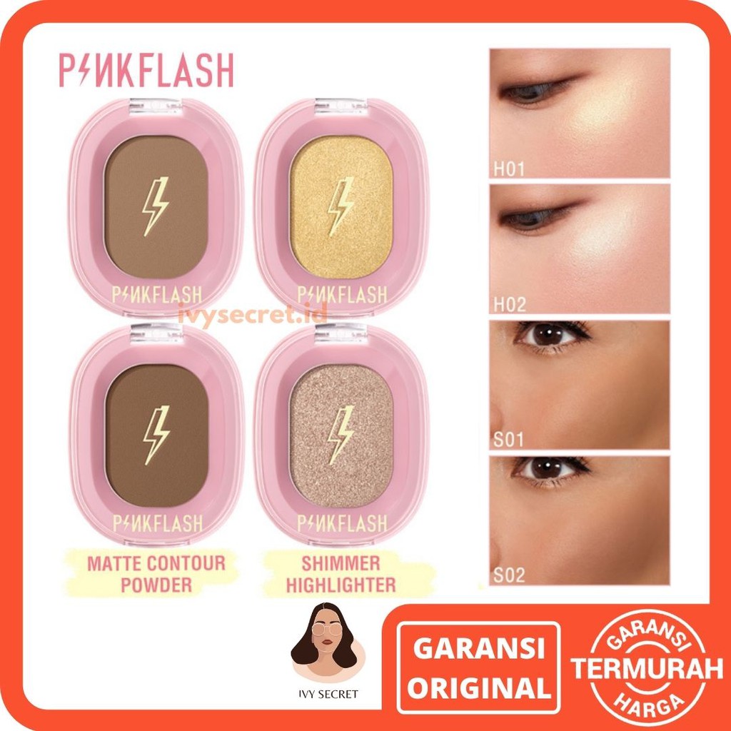 Pinkflash Shimmer Highlighter And Contour Powder Pink Flash Highlighter Pinkflash Contour Pinkflash