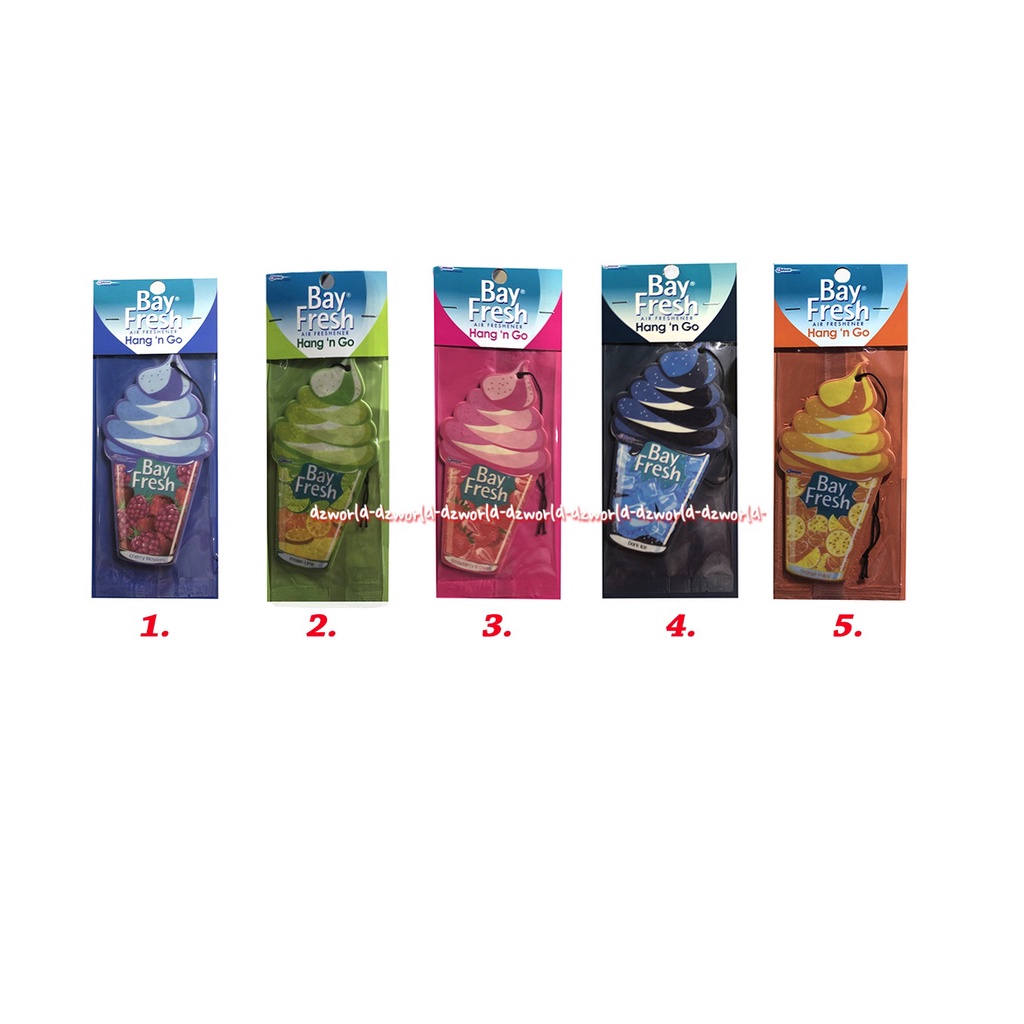 Bay Fresh Hang n Go Air Freshener Hang Go Perwangi Ruangan Mobil Model Gantung Model Bentuk Ice Cream Frozen Lime Pewangi Mobil Cherry Blossom Dark Ice Bayfresh foam Lime Orange pulpy Stawberry Cream Es Krim