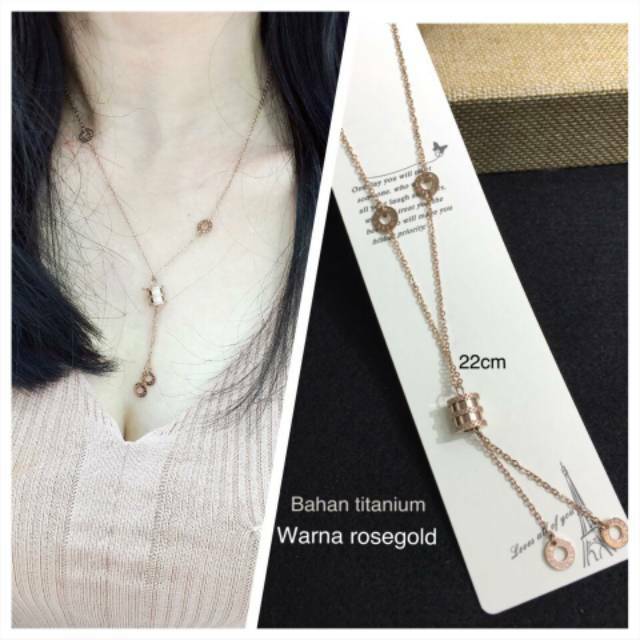 Kalung Titanium asli Rosegold Premium Quality Anti karat anti alergi Kalung Stainless steel Kt-010