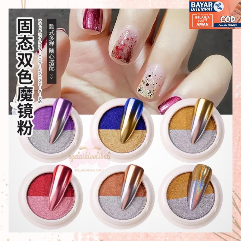 BUBUK CHROME ISI 2 WARNA NAIL ART