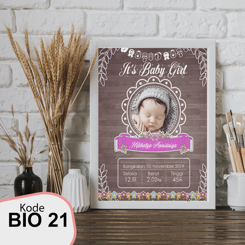 baby born biodata bayi bingkai mdf  ATAU FIGURA - cetak dio data bayi plush bingkai MDF