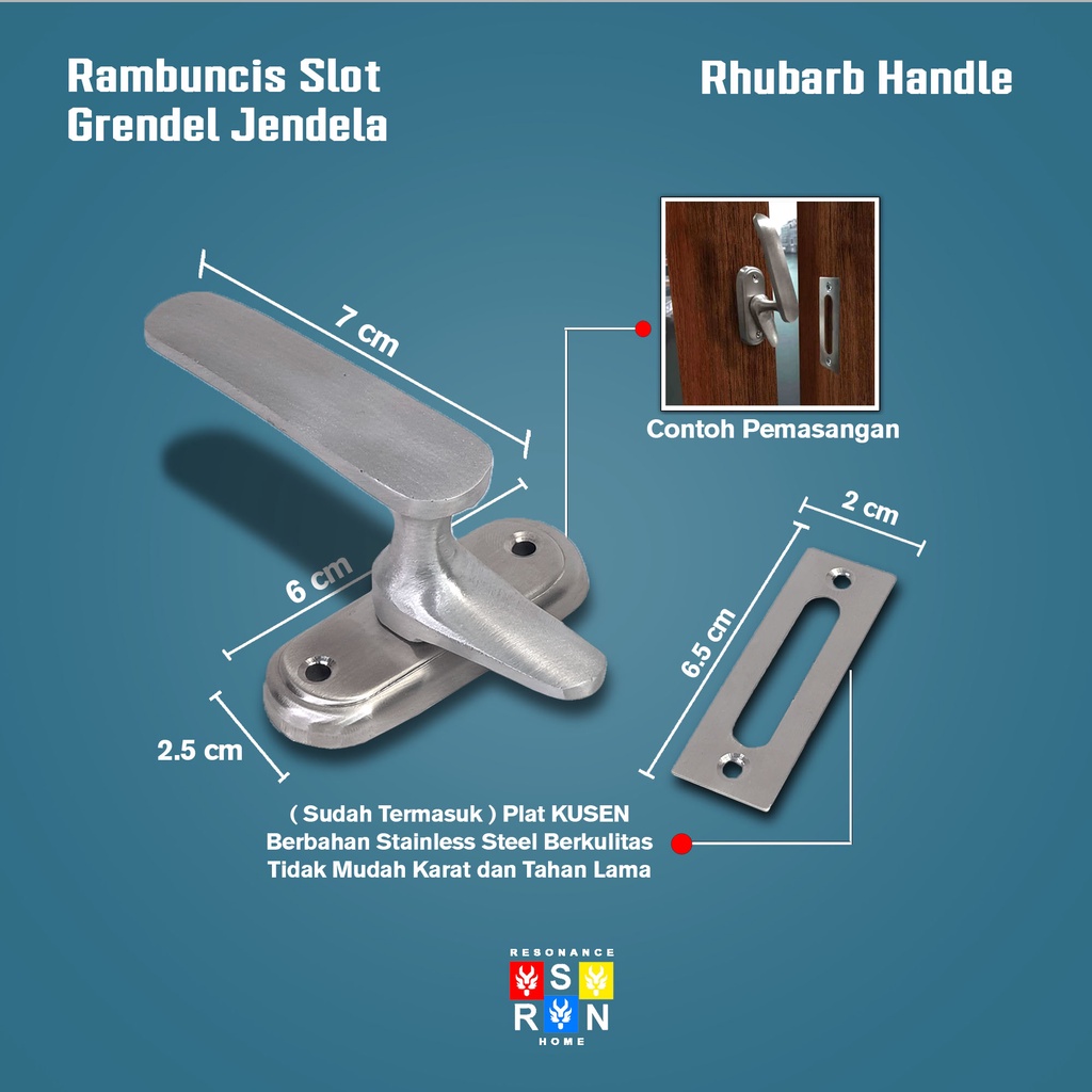 Rambuncis Kunci Jendela Bahan Alumunium Tebal Slot Grendel Jendela Resonance Home