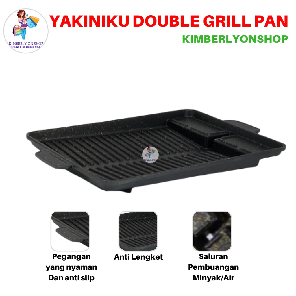 Yakiniku Double Grill Teflon Marble Anti Lengket BBQ grill 37 cm