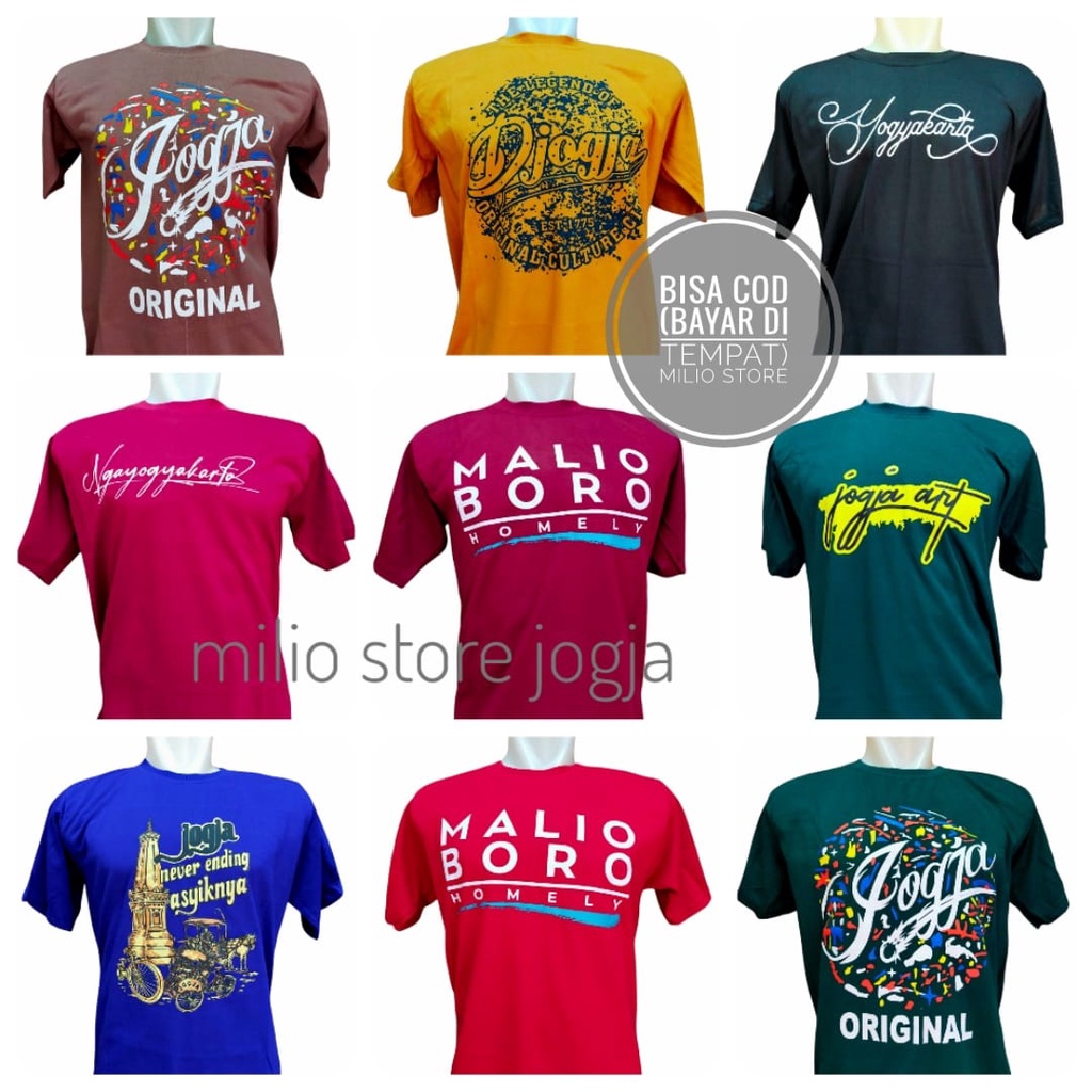 KAOS DISTRO MALIOBORO JOGJAKARTA / KAOS OBLONG DEWASA KHAS JOGJA MURAH / KAOS PRIA WANITA KHAS JOGJA