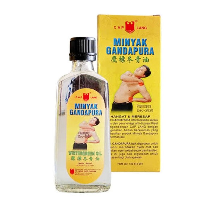Obat Gosok Nyeri Sendi Otot Pegal Keseleo Gondopuro MINYAK GANDAPURA cap Lang 60 ml Wintergreen Oil