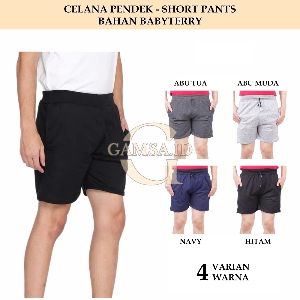 CELANA PENDEK BABYTERRY PRIA WANITA - SHORT PANTS KOLOR PENDEK OLAHRAGA KASUAL PANTAI SANTAI SPORT