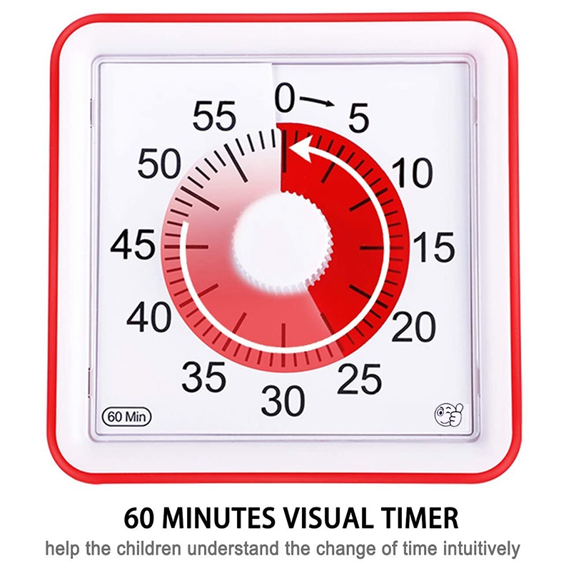 Visual Timer,60 Minute Kids Timer,3 Inch Countdown Timer,Silent Visual Analog Timer for Kids and Adults,Red