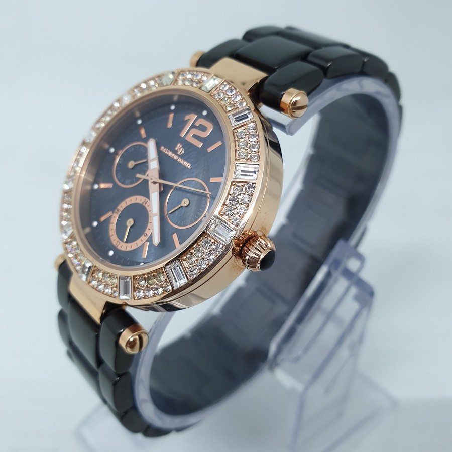 Raymond Daniel RD216 Rosegold Black Jam Tangan Wanita Original