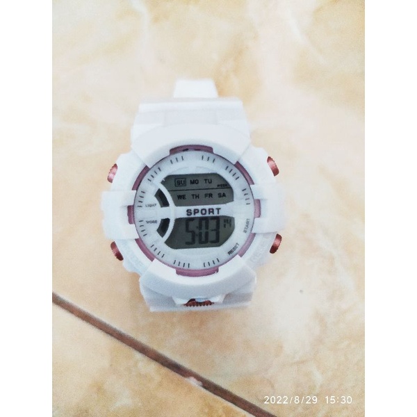 Jam tangan digital unisex rubber sport pria wanita bisa alarm dan nyala lampu led