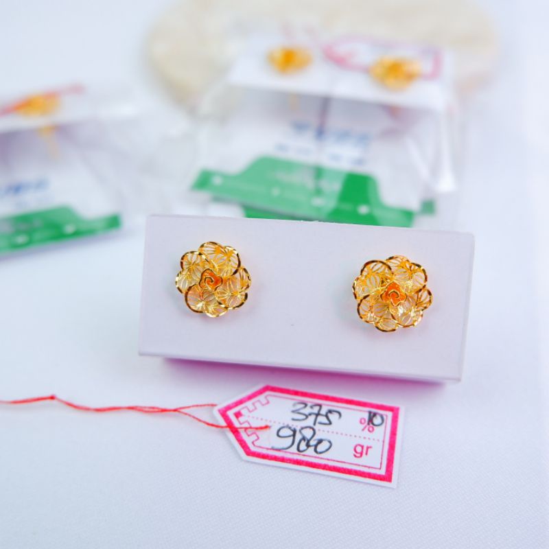 Giwang melar anting sakura emas asli 300%/6k/700%/16k