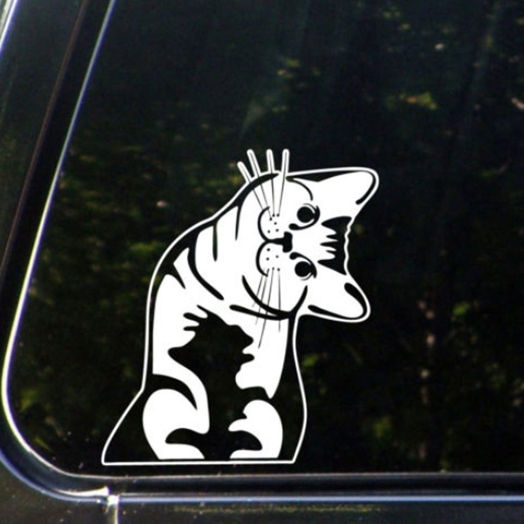 STIKER MOBIL KUCING MIRING