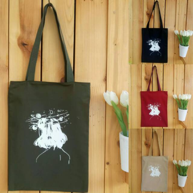 TOTEBAG WANITA GALAXY (BISA COD) ADA RESLETING bahan drill halus