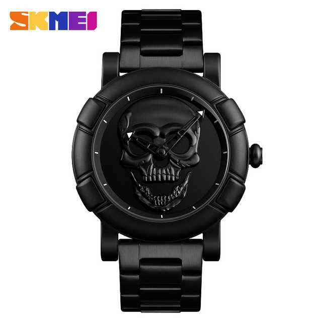 SKMEI Jam Tangan Analog Pria Motif Tengkorak  9178 Original Casual Sporty Elegan