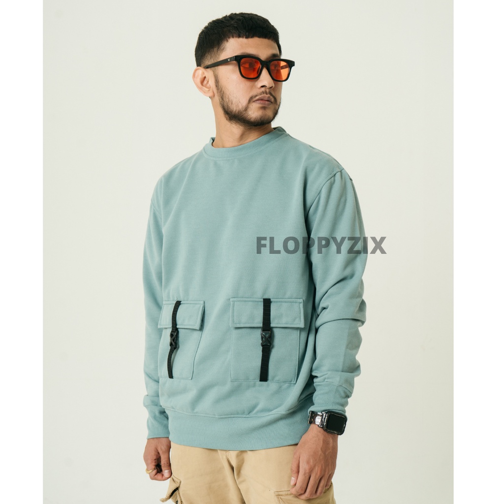 CREWNECK POCKET APLIKASI / CREWNECK SHACKET / CREWNECK PRIA / SWEATER PRIA / CREWNECK