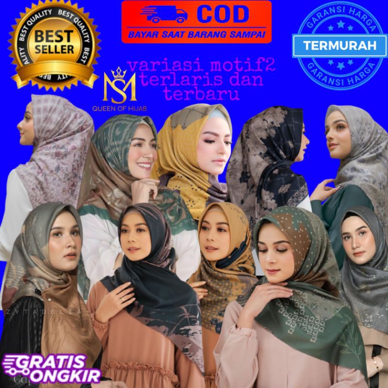 Hijab Segi Empat Terbaru \Jilbab Voal Motif Premium  